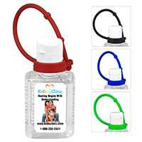 0.5 oz Compact Hand Sanitizer Antibacterial Gel in Flip-Top Squeeze Bottle with Colorful Silicone Leash